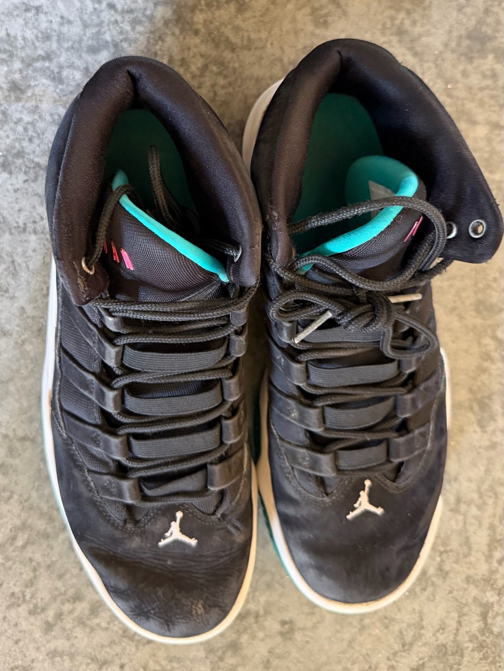 Jordan Black and Teal High-Top Sneakers